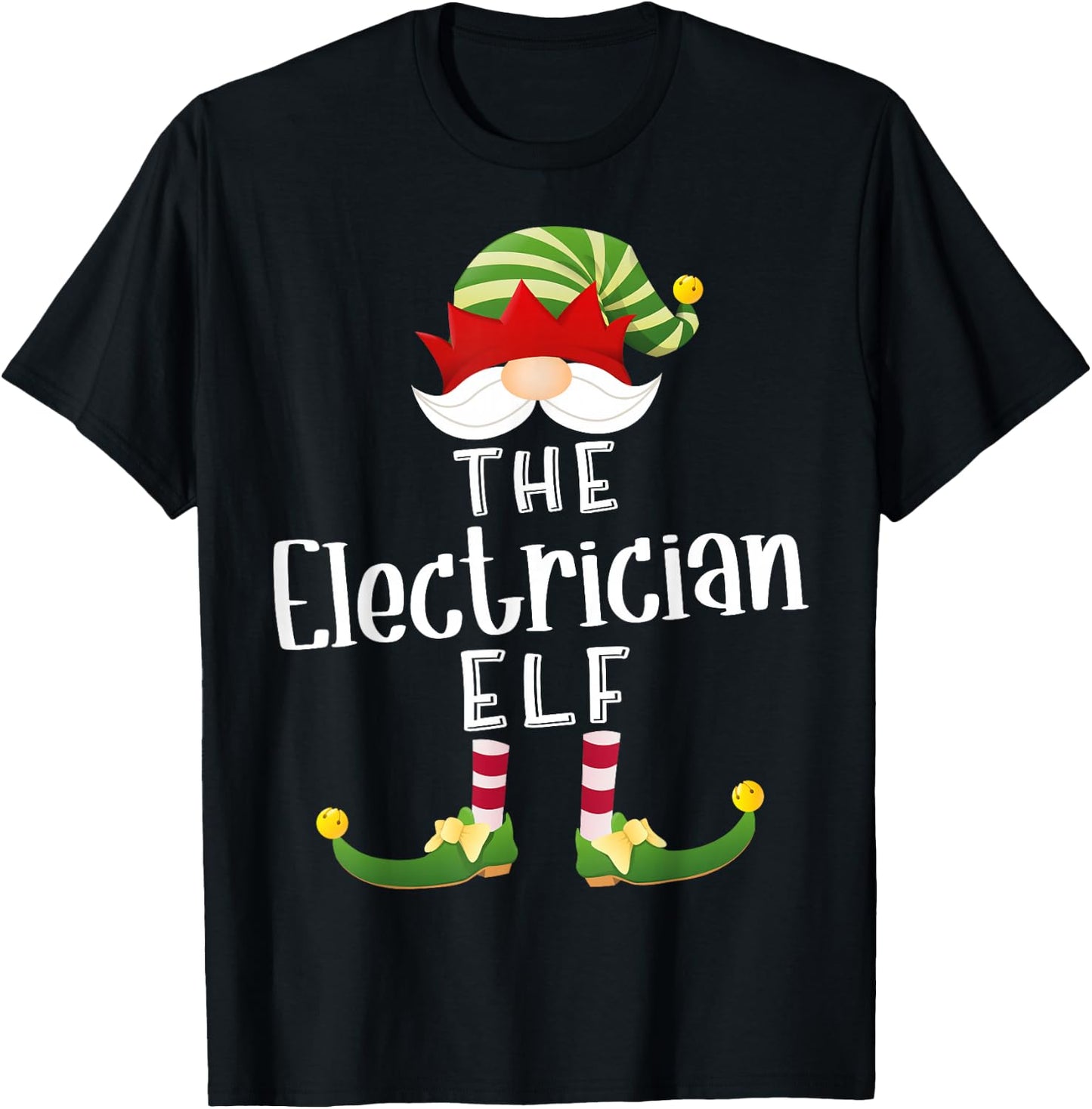 Electrician Elf Group Christmas Funny Pajama Party T-Shirt - T-Shirt | Black
