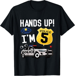 Kids 5th Birthday Policeman Boy Five Year Old Police Officer T-Shirt - T-Shirt | Black