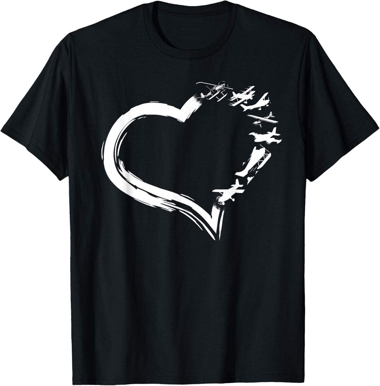 Airplane Pilot Heart Vintage T-Shirt - T-Shirt | Black