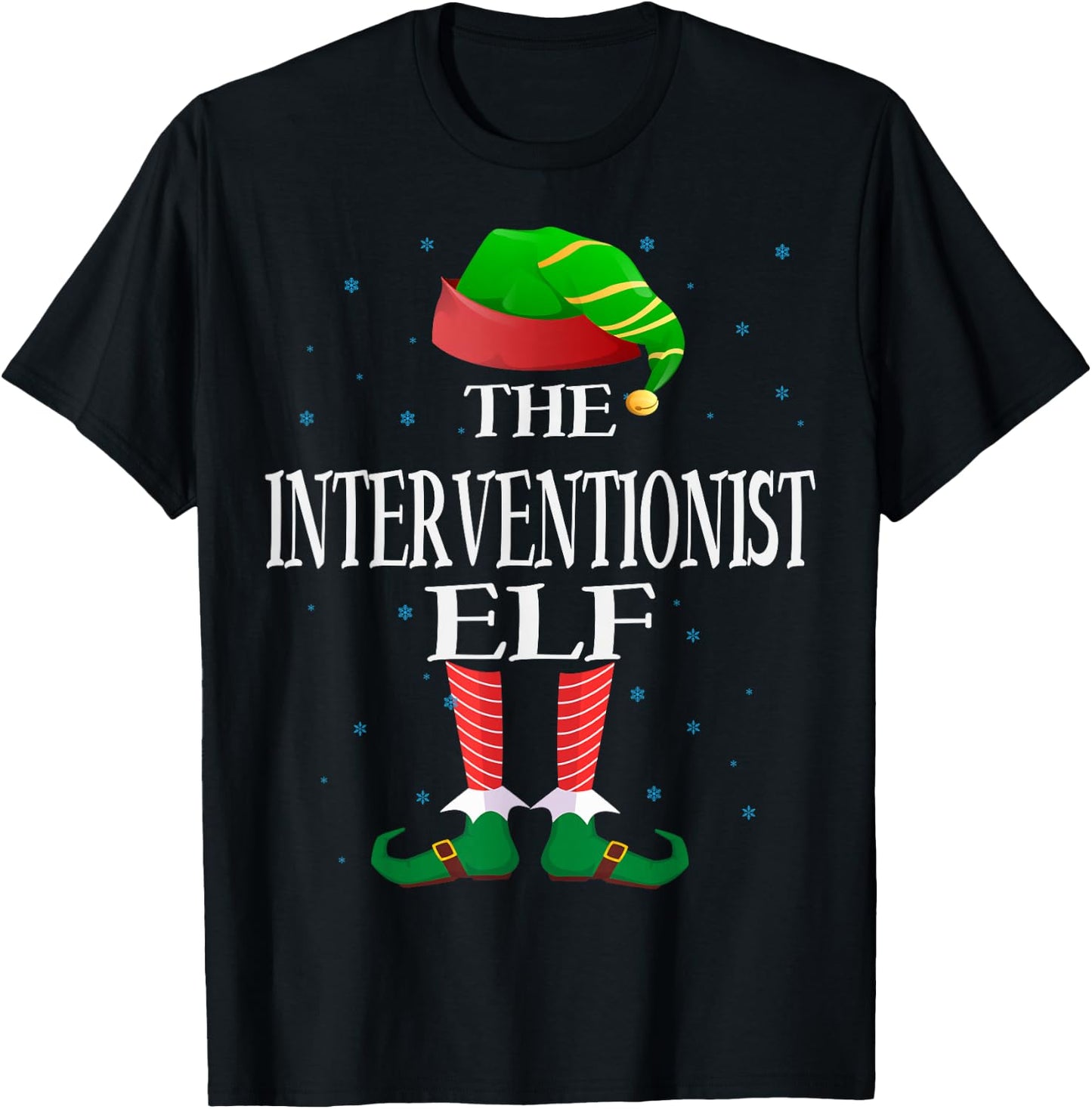 Interventionist Elf Funny Matching Pajama Group Christmas T-Shirt - T-Shirt | Black