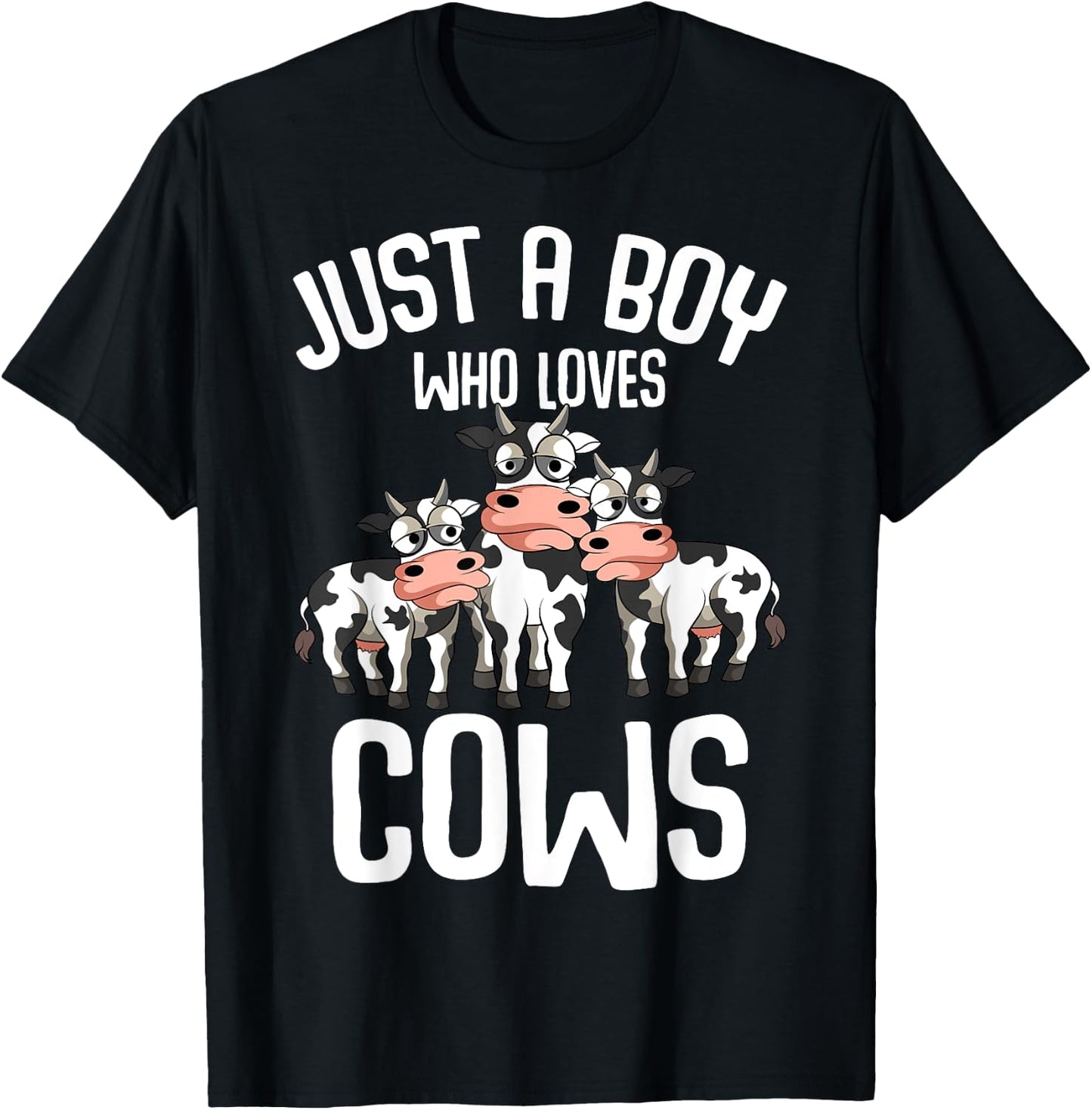Just A Boy Who Loves Cows Farmers Cow Kids Toddler Boys T-Shirt - T-Shirt | Black