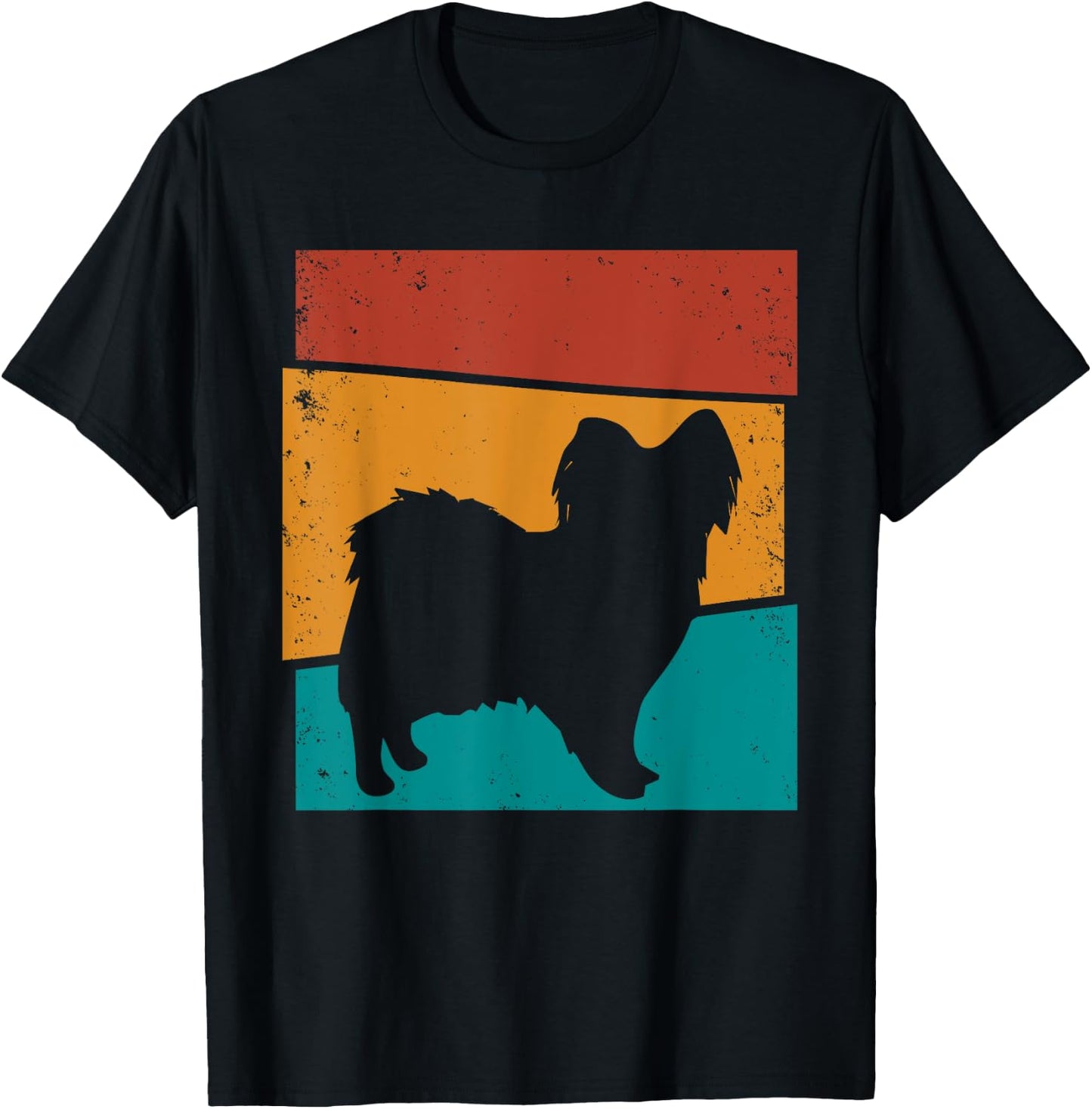 Retro Papillon Dog I Papillon Art I Papillon Dog T-Shirt - T-Shirt | Black