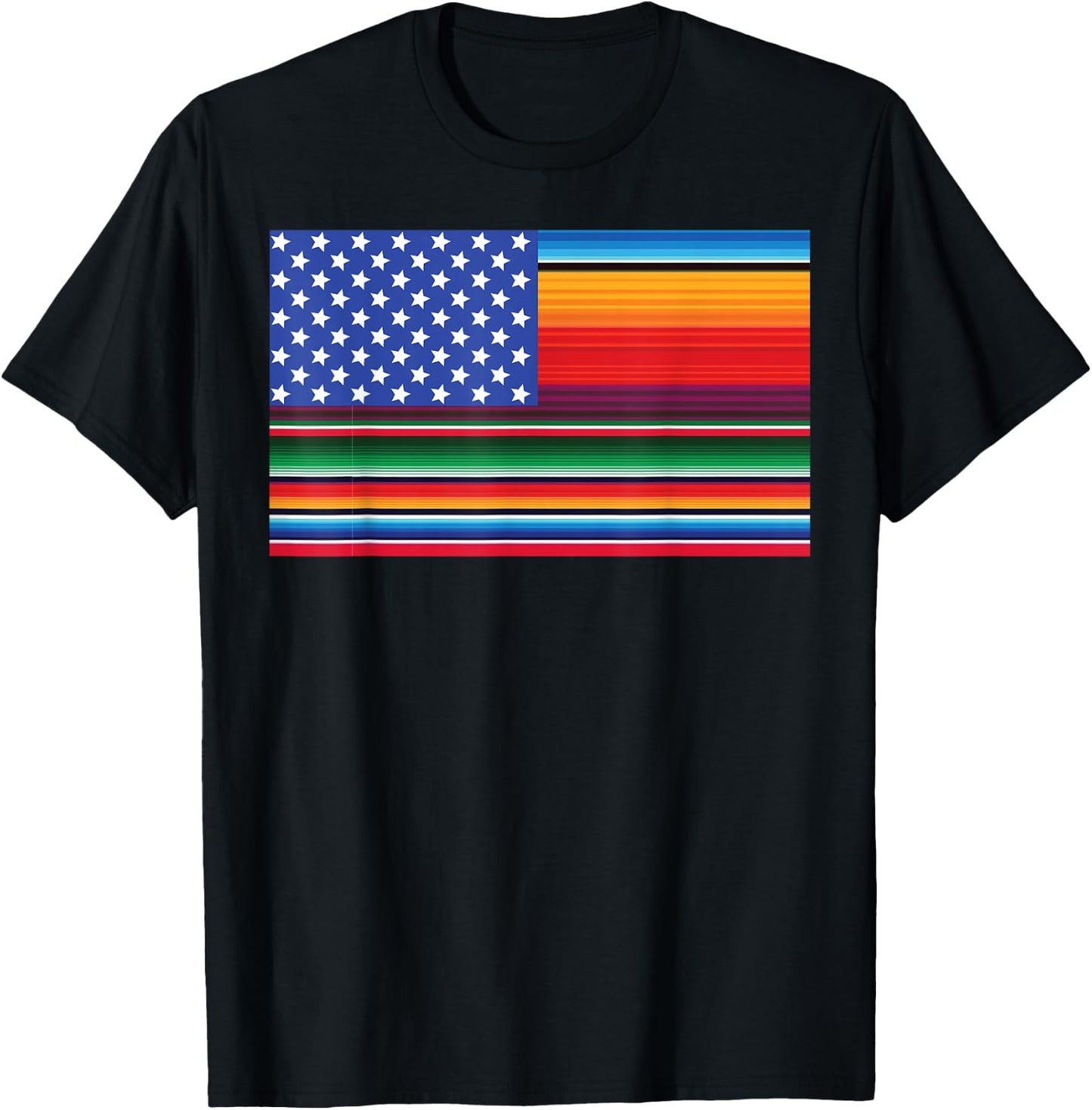 Cinco De Mayo Festival Funny Serape American USA Flag Cool T-Shirt - T-Shirt | Black