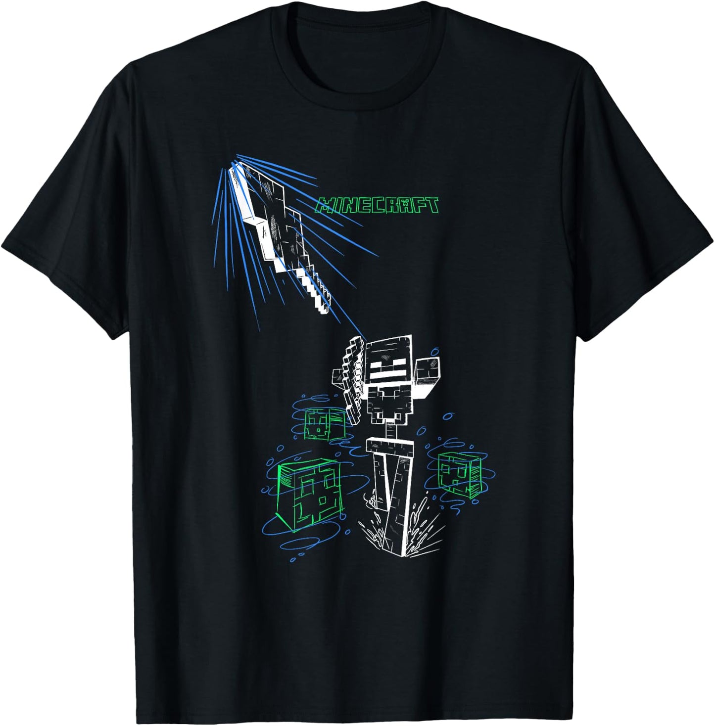 Minecraft Skeleton Arrow Shot Logo T-Shirt - T-Shirt | Black