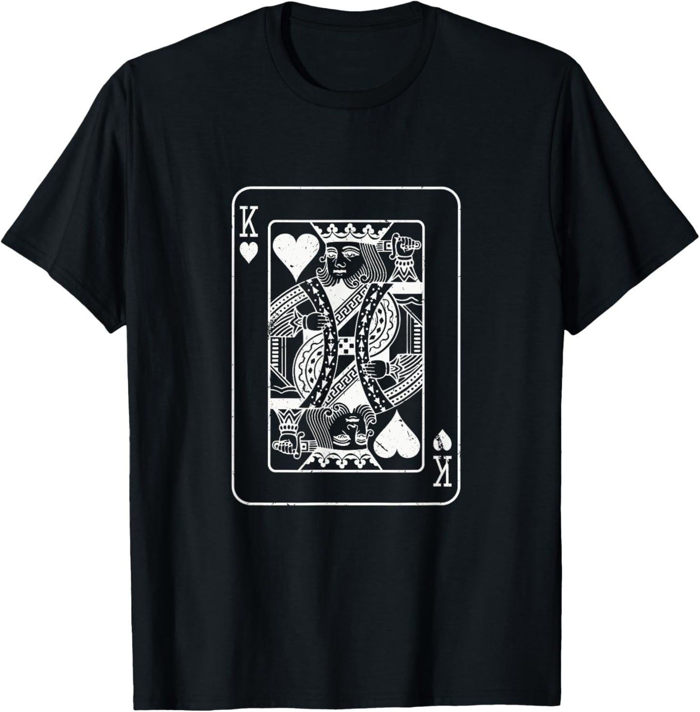 Heart King Playing Card - Poker Skat Double Head Wedding Couple T-Shirt - T-Shirt | Black