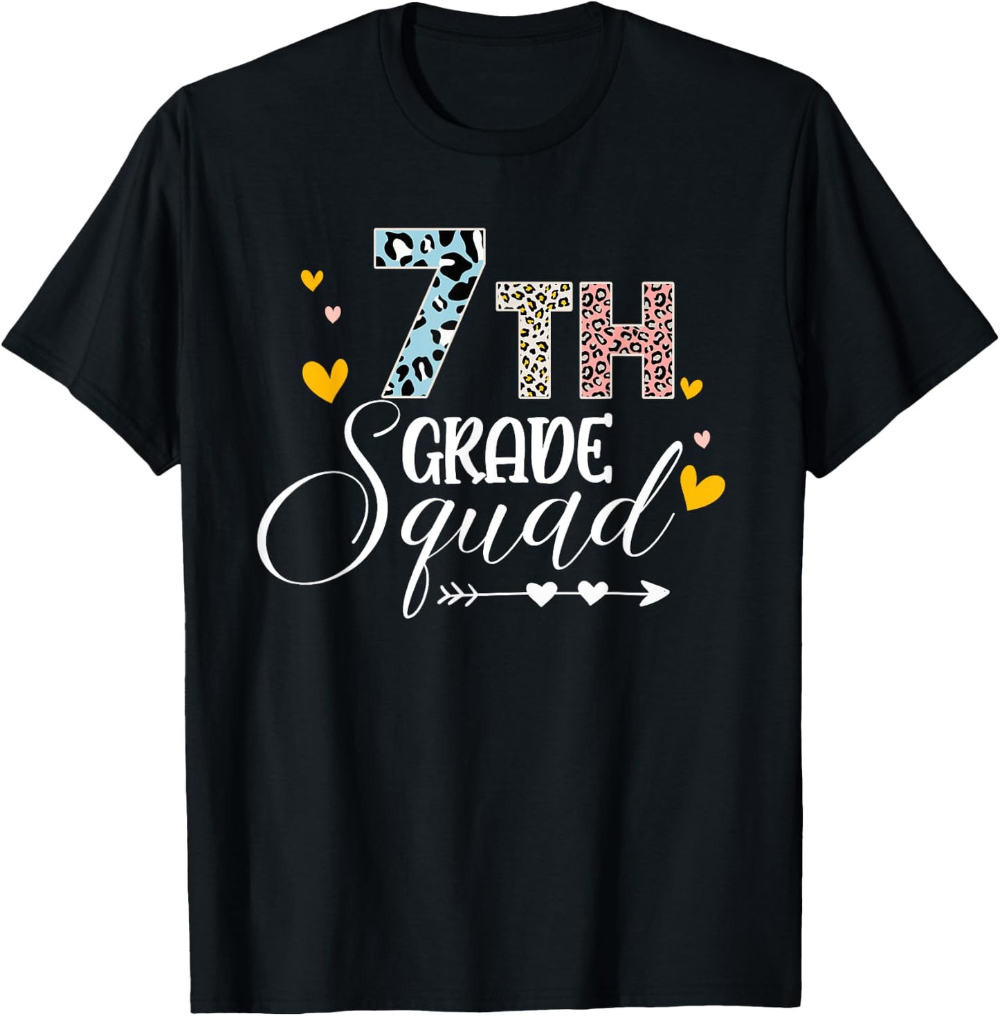Hello Seventh Grade Squad Leopard Back To School Teacher Kid T-Shirt - T-Shirt | Black