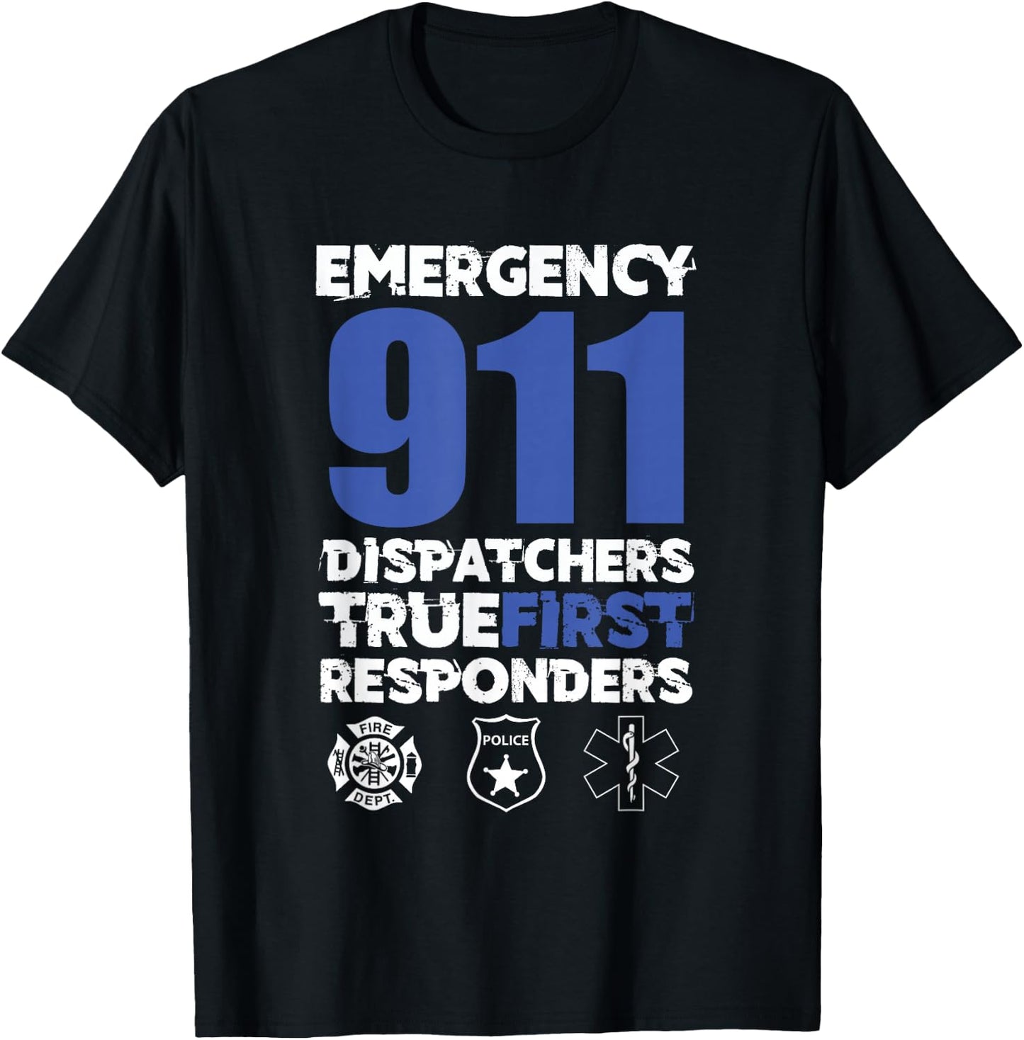 Emergency 911 Dispatcher Operator USA American Firefighter T-Shirt - T-Shirt | Black
