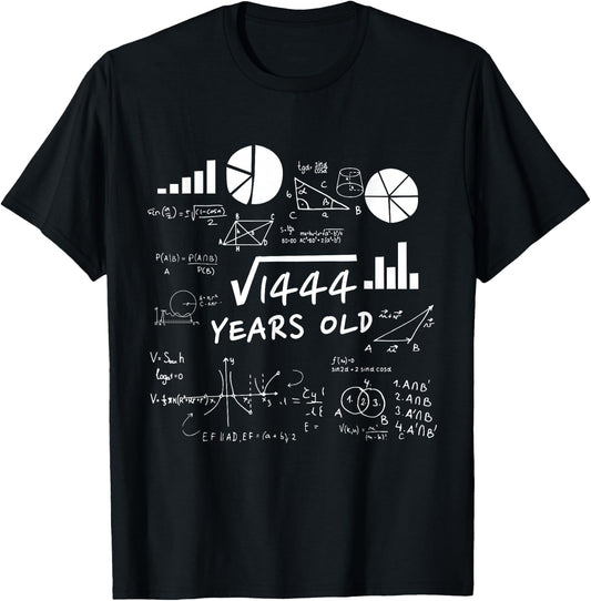 Square Root 38 Year Old Gift Funny Teacher 38th Birthday T-Shirt - T-Shirt | Black