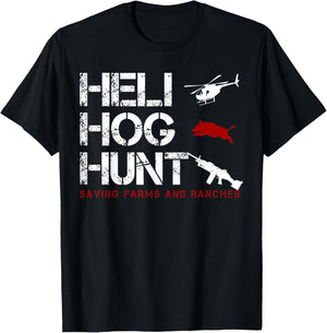 Helicopter Hog Hunting wild Hogs grunt boar T-Shirt - T-Shirt | Black