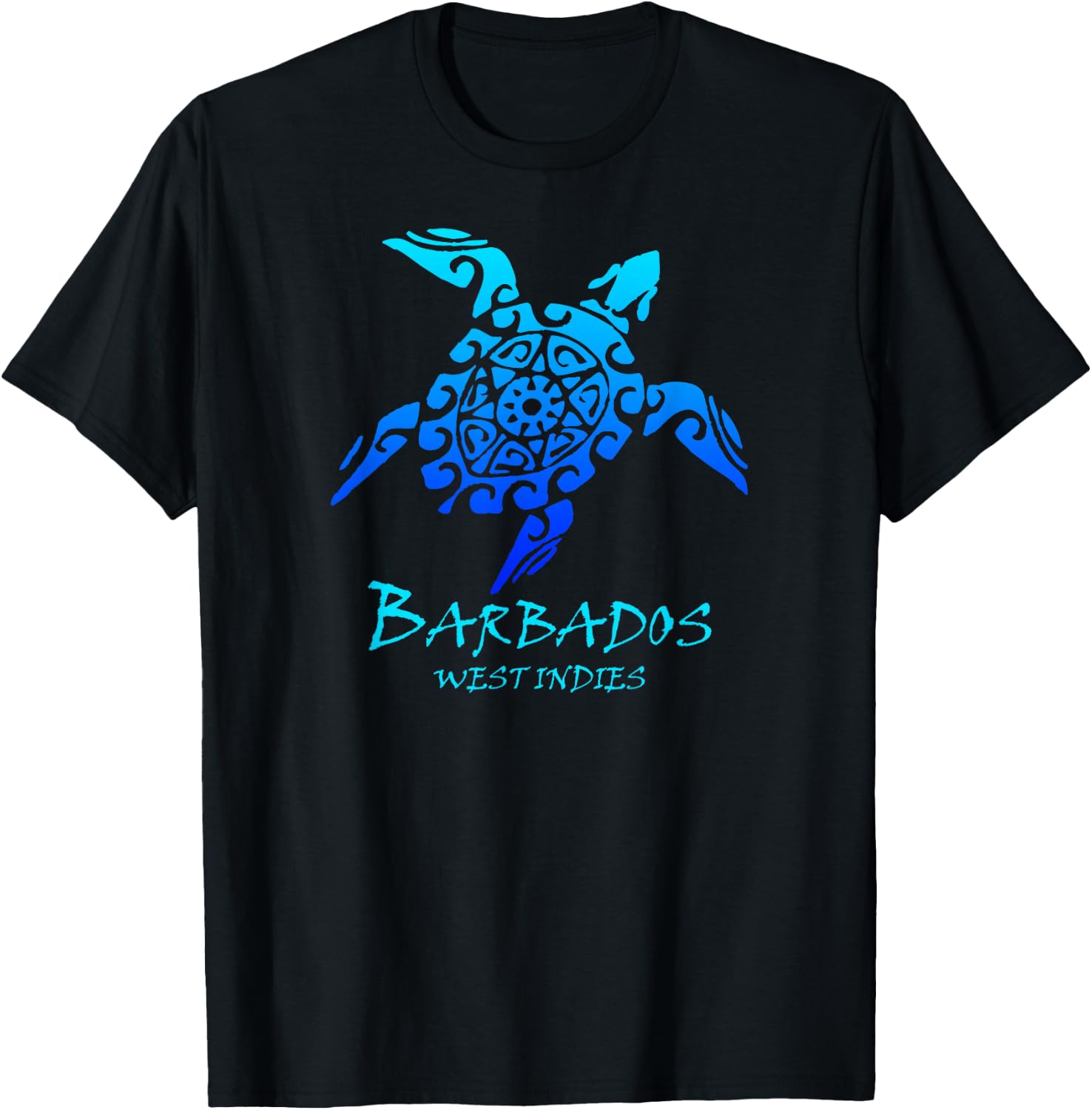 Barbados, West Indies Vintage Retro Tribal Turtle Vacation T-Shirt - T-Shirt | Black