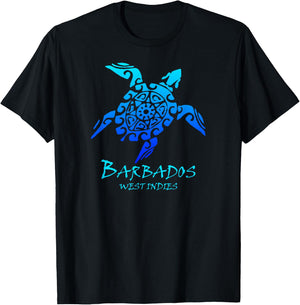 Barbados, West Indies Vintage Retro Tribal Turtle Vacation T-Shirt - T-Shirt | Black