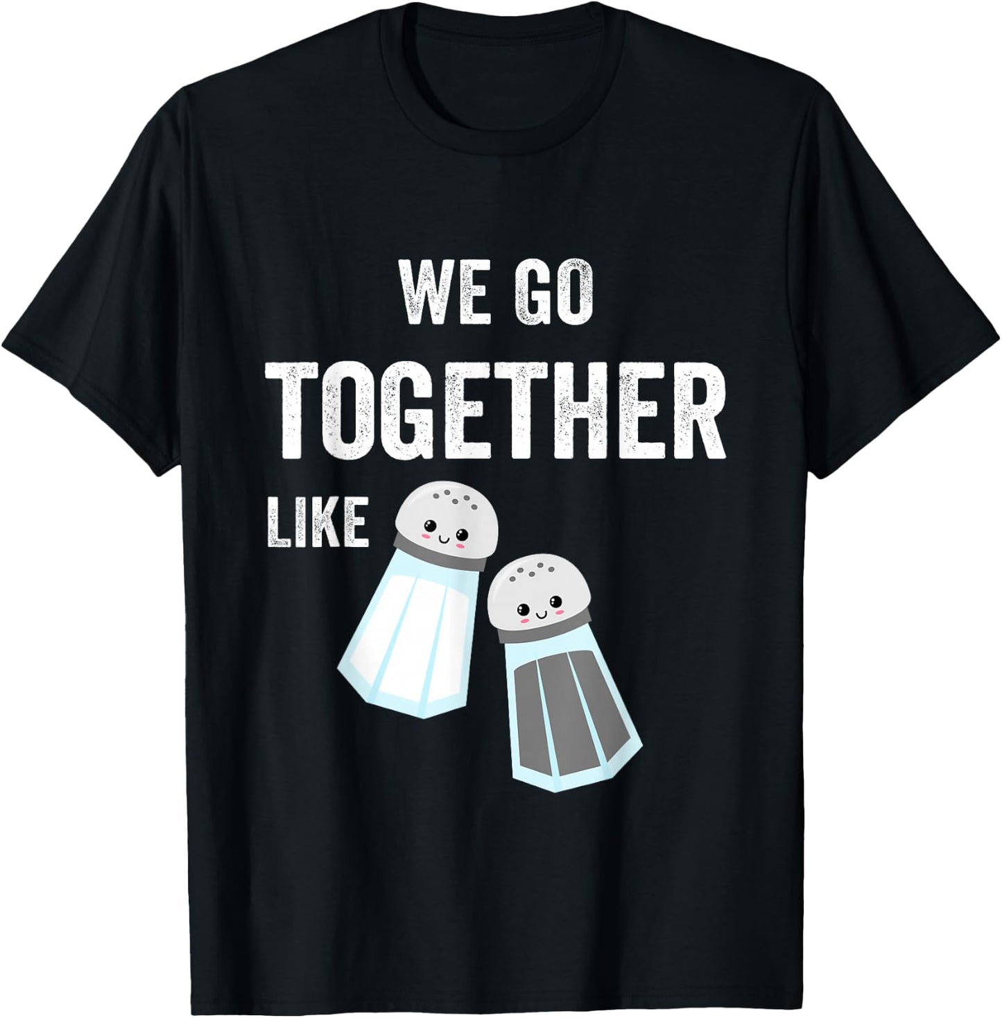 Salt and Pepper Matching Couples PJs Bestie 2 Best Friends T-Shirt - T-Shirt | Black