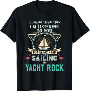Funny Retro Sailing Yacht Rock Flamingo Distressed Design T-Shirt - T-Shirt | Black