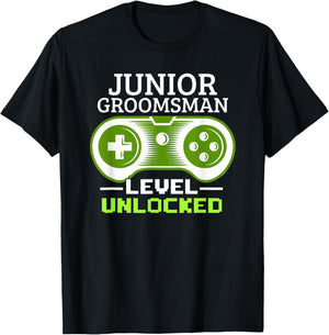 Junior Groomsman Bowtie Jr Boys Video Gamer Gaming T-Shirt - T-Shirt | Black