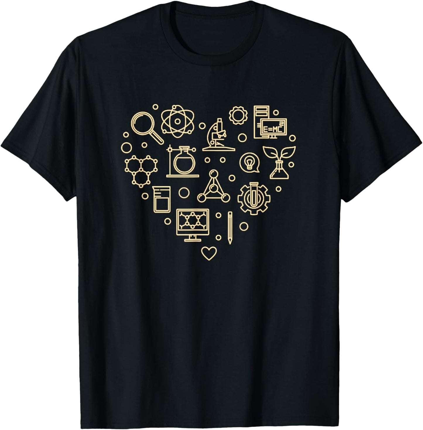 Science Love Heart Scientist T-Shirt - T-Shirt | Black