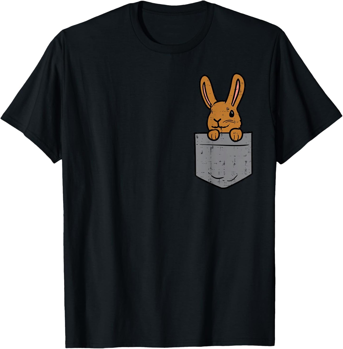 Pocket Bunny Rabbit Cute Happy Easter Day Men Women Kids T-Shirt - T-Shirt | Black