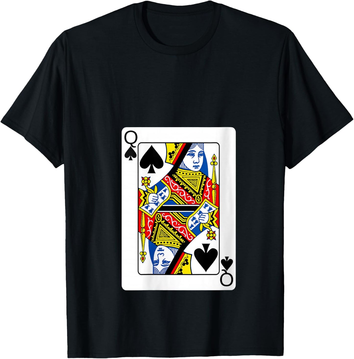Queen Of Spades Playing Card Group Costume Poker Player V-Neck T-Shirt - T-Shirt | Black
