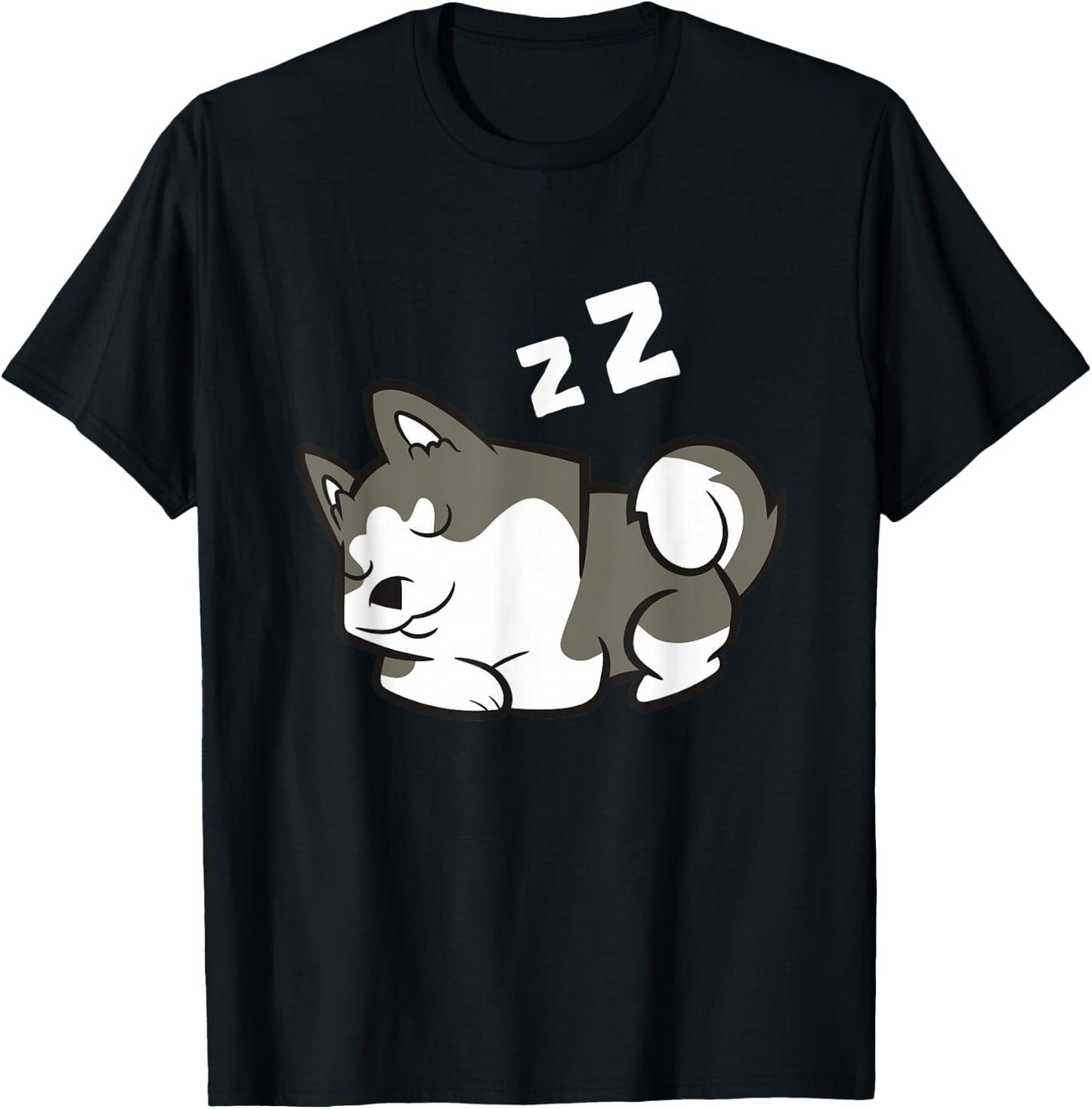 Lazy Husky Dog Sleeping Siberian Husky T-Shirt - T-Shirt | Black