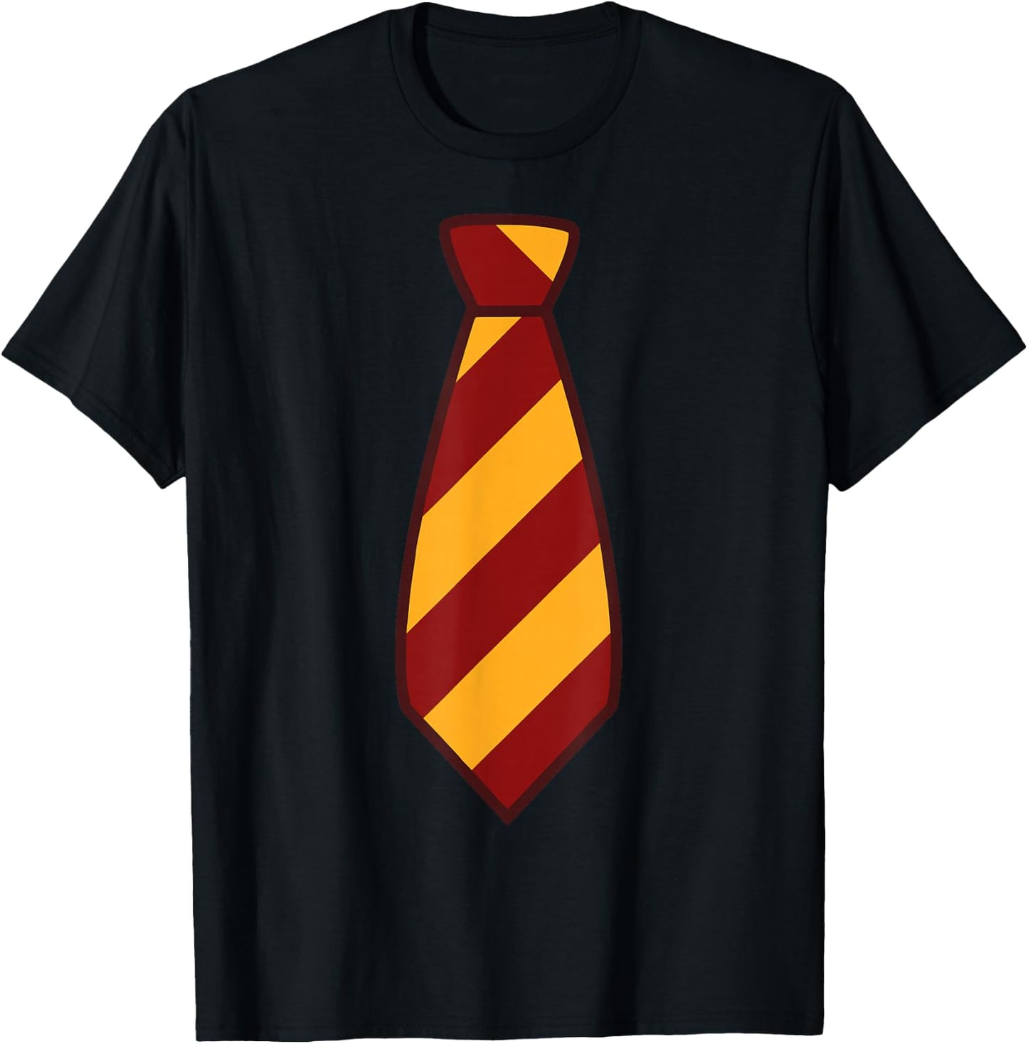 Gold & Maroon Striped tie T-Shirt - T-Shirt | Black