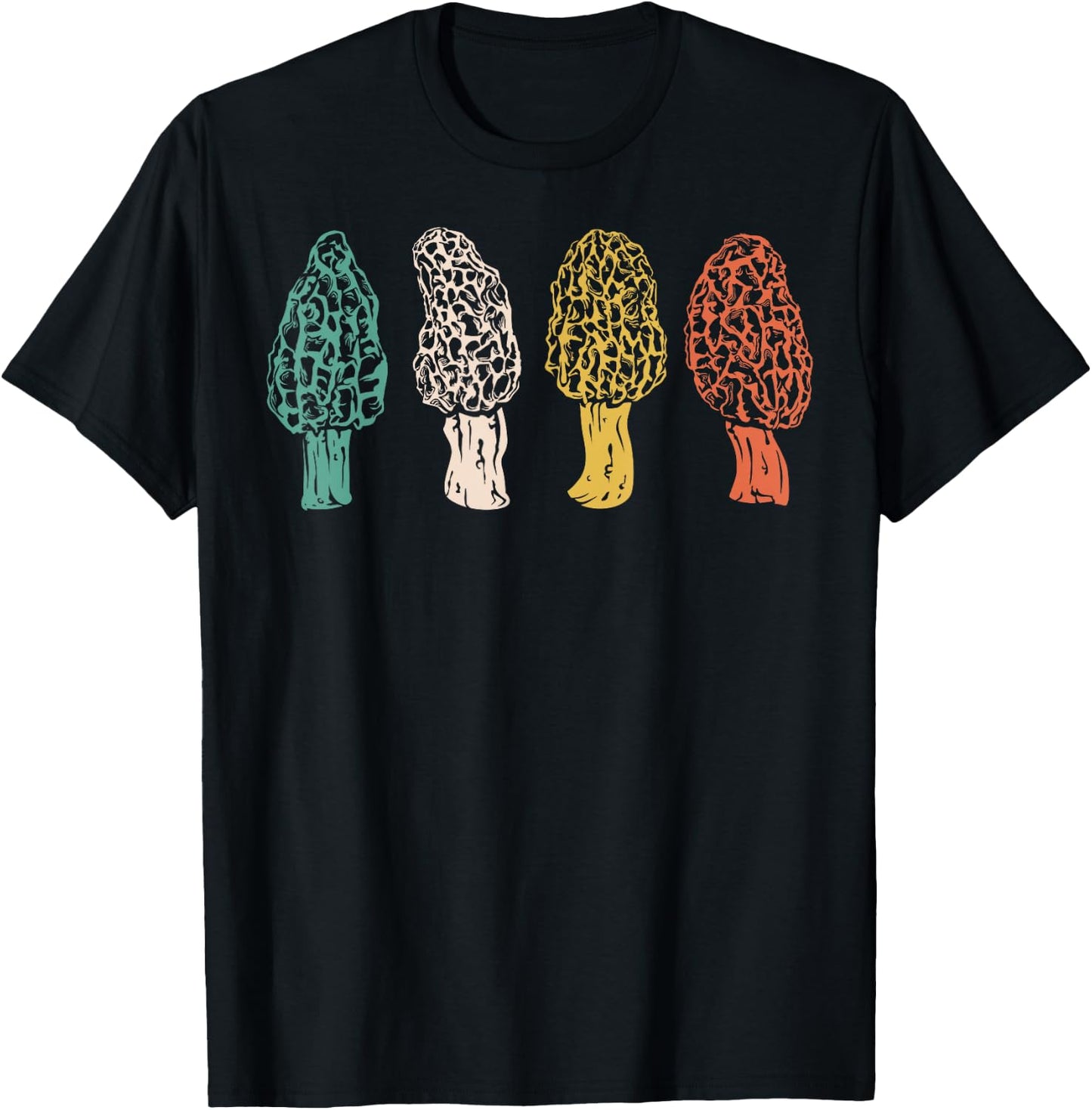 Funny Retro Morel Mushroom Hunting Gift Women Hunter T-Shirt - T-Shirt | Black