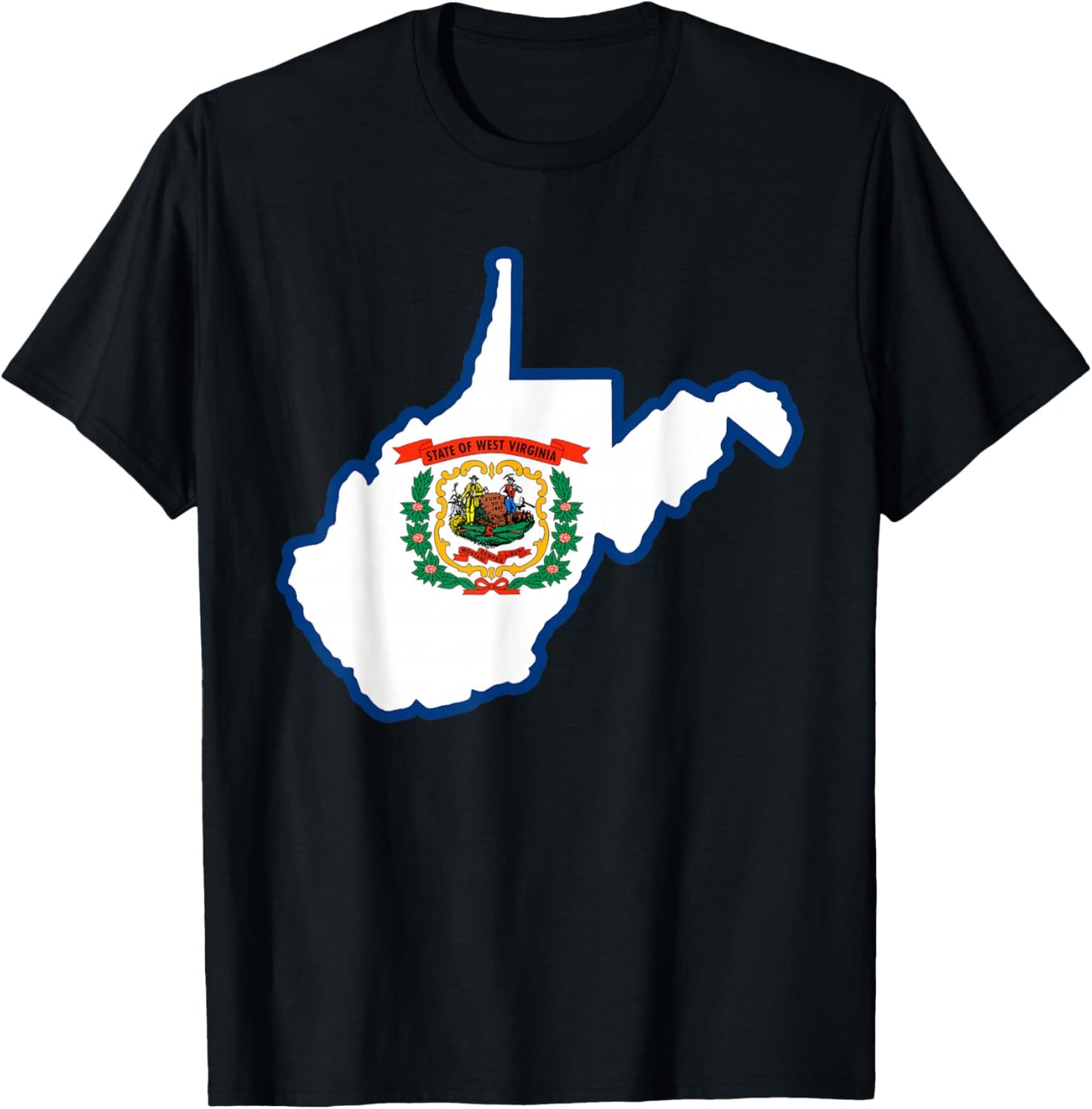West Virginia State Map Flag Silhouette WV Home T-Shirt - T-Shirt | Black