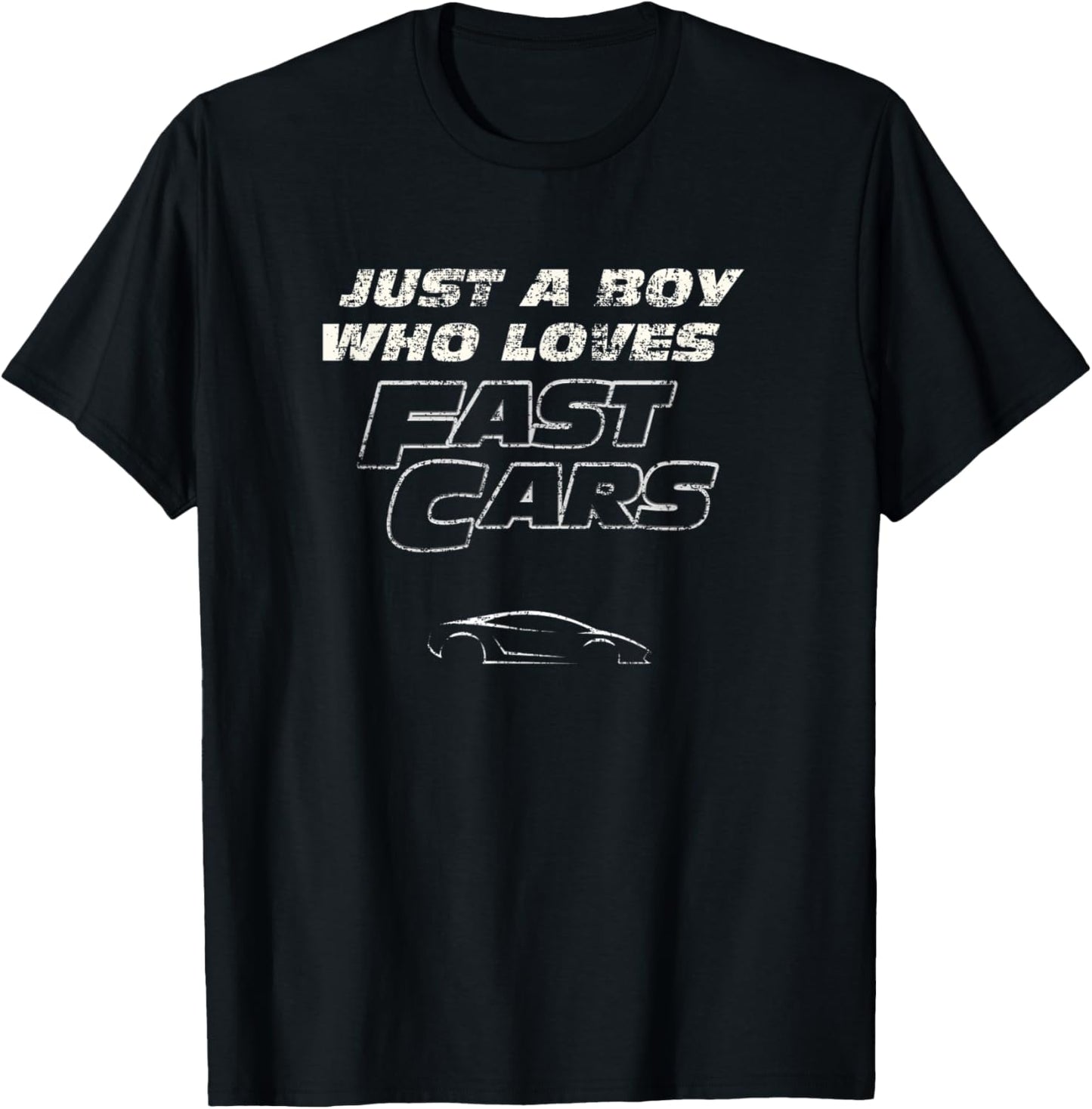 Fast Car Just A Boy Who Loves Fast Cars Funny Gift T-Shirt - T-Shirt | Black