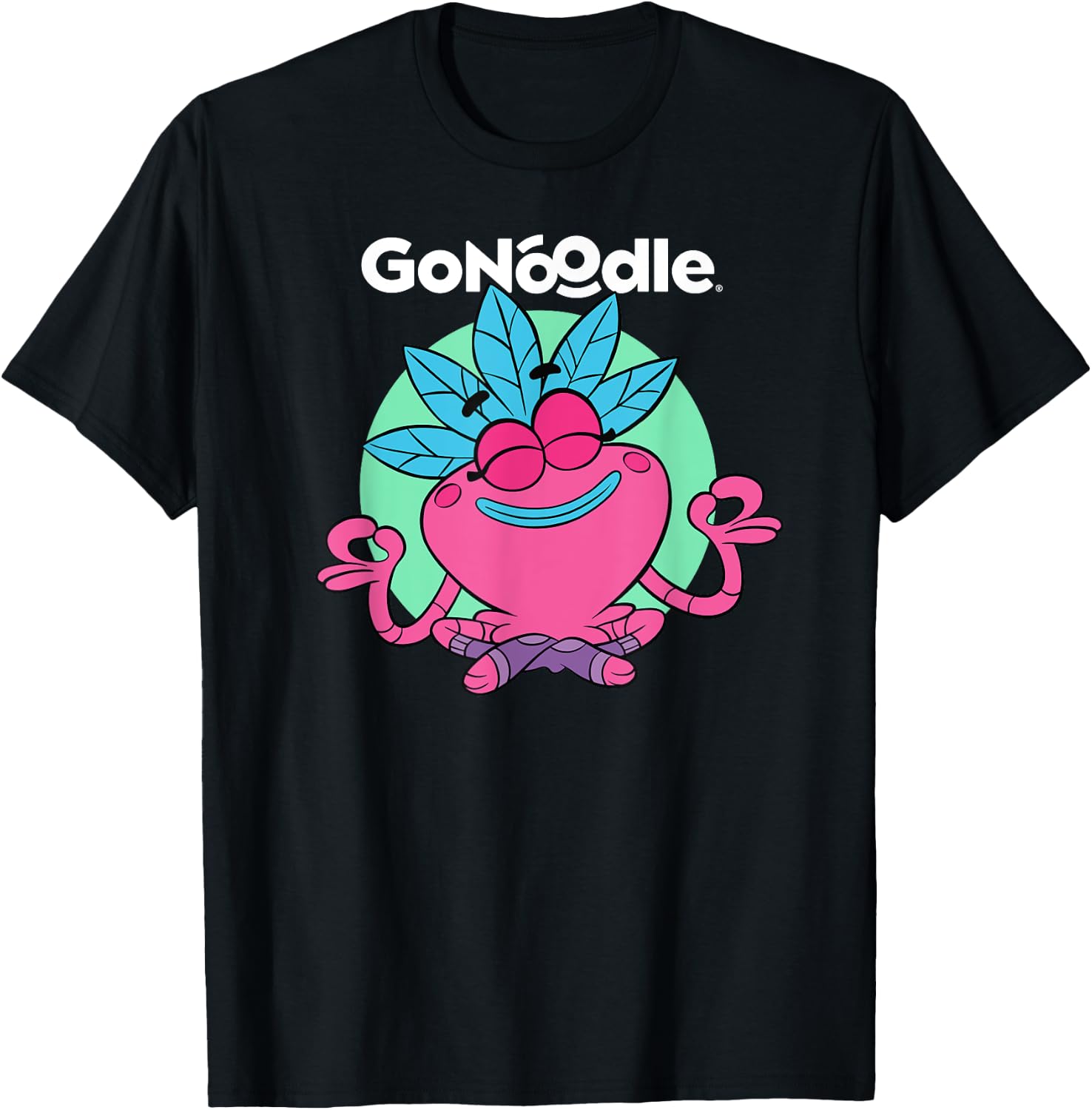 GoNoodle Om Petalhead Champ - -Adults & Kids - Black - Small - Short Sleeve - Classic Fit - Cotton & Polyester - Modern Classic - Stylish - Dancing & Running - All Seasons T-Shirt - T-Shirt | Black