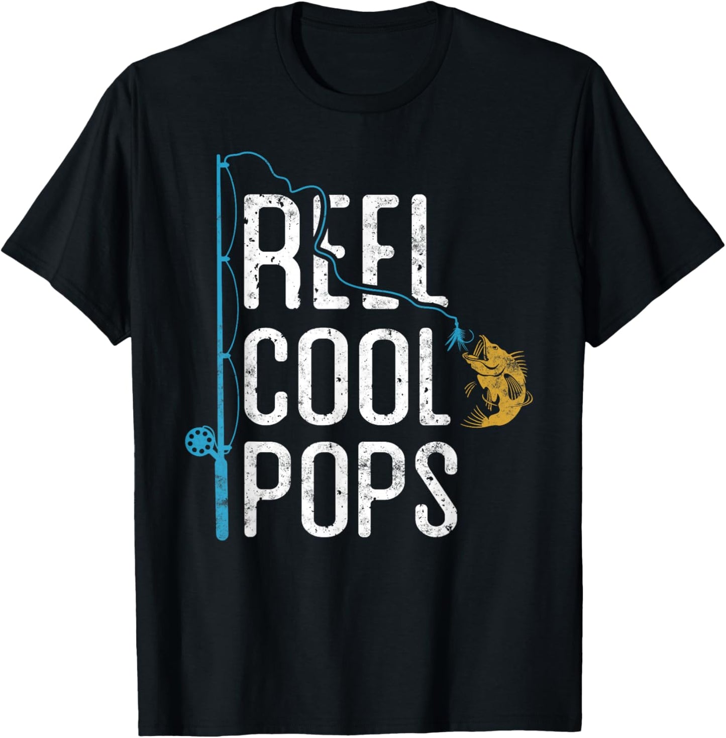 Fishing Reel Cool Pops Father’s Day Gift Fisherman Pops T-Shirt - T-Shirt | Black
