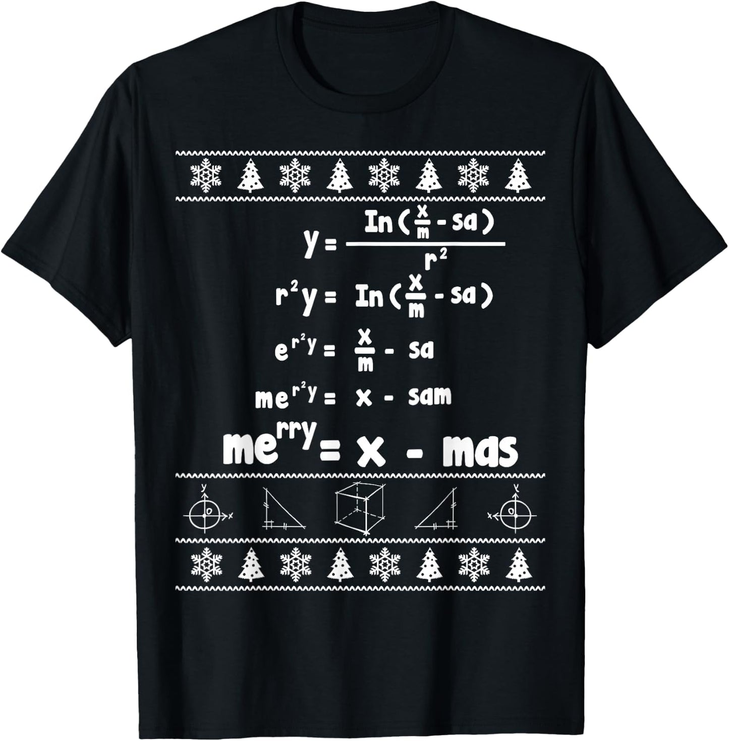 Merry = X-mas Ugly Christmas Math Sweater T-Shirt - T-Shirt | Black