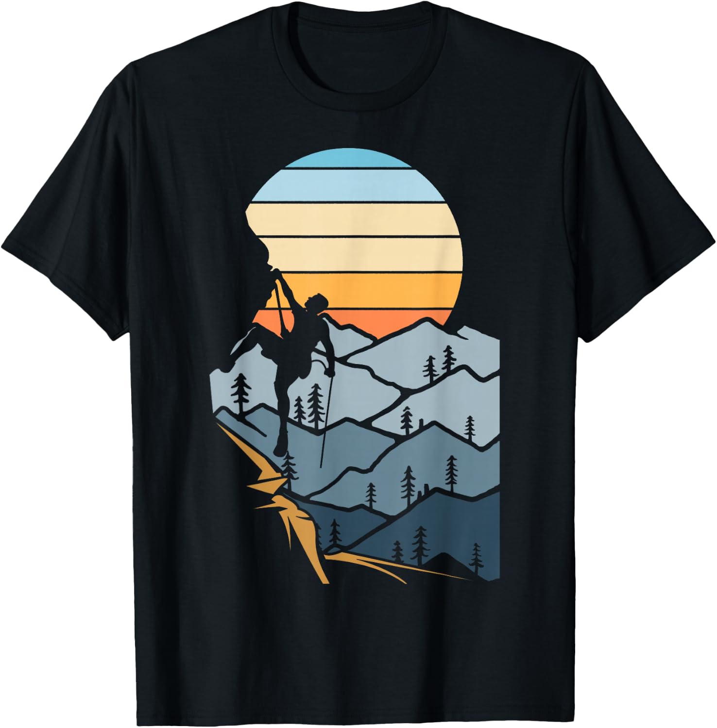Mountain Climber Boulder Sports Hobby Retro Rock Climbing T-Shirt - T-Shirt | Black