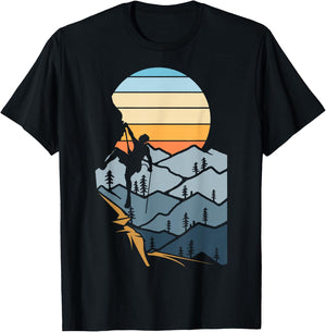 Mountain Climber Boulder Sports Hobby Retro Rock Climbing T-Shirt - T-Shirt | Black