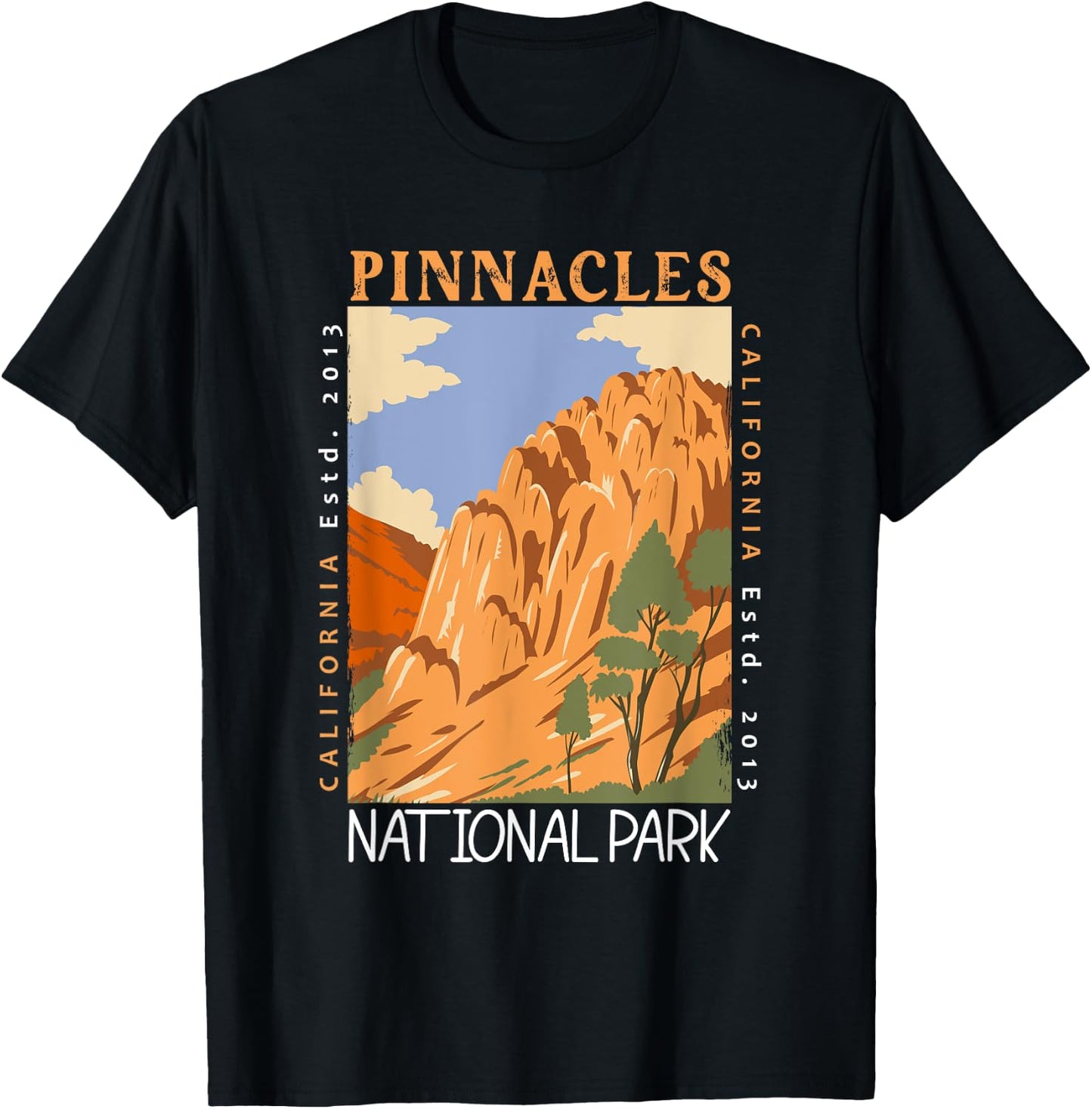 Pinnacles National Park California Distressed Vintage T-Shirt - T-Shirt | Black