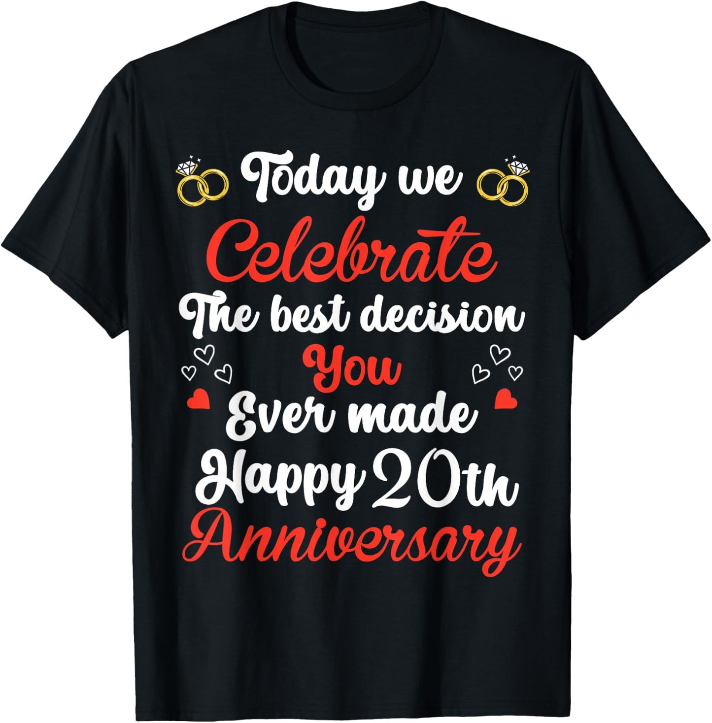 20 Years Anniversary Marriage Couples 20th Year of Marriage T-Shirt - T-Shirt | Black