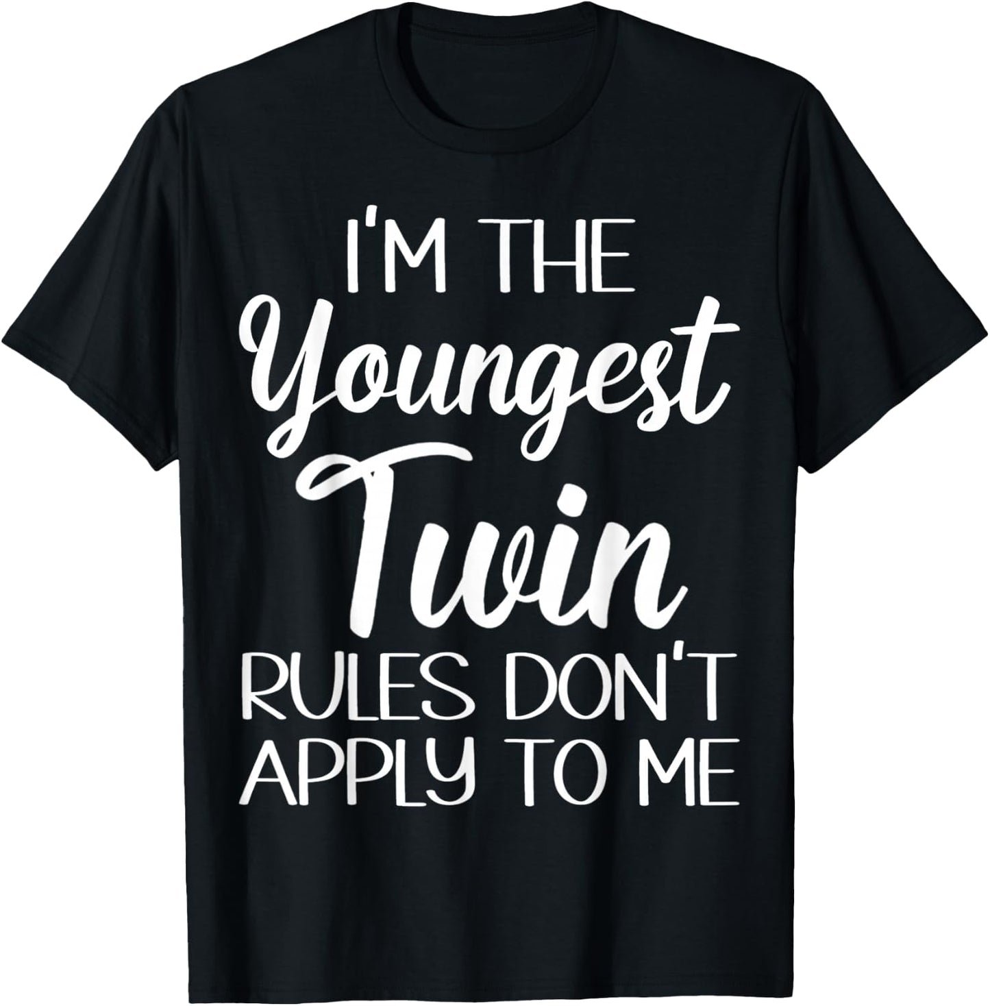 Youngest Twin Shirt Birthday Sibling Funny Twins Matching T-Shirt - T-Shirt | Black
