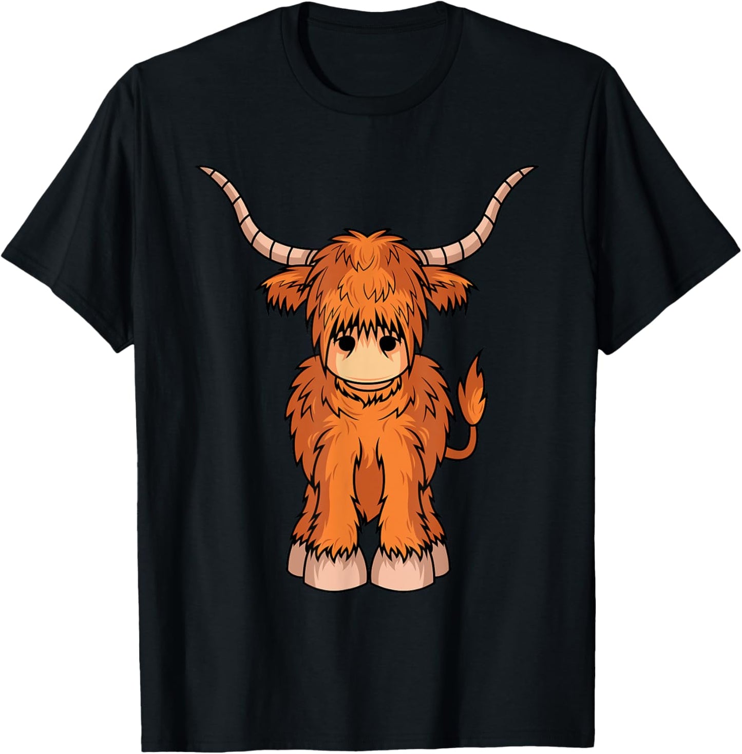 Cute Hairy Scottish Breed Highland Cow Farmer Animal Lover T-Shirt - T-Shirt | Black