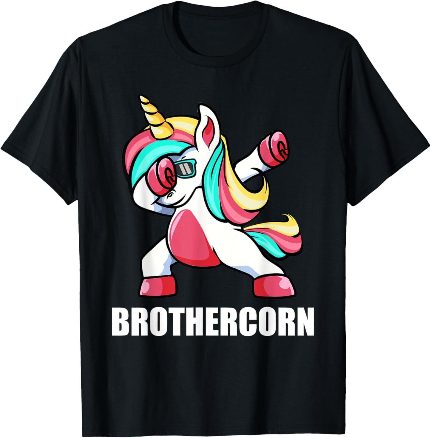 Funny Brother Unicorn Brothercorn Dabbing Birthday Gift T-Shirt - T-Shirt | Black