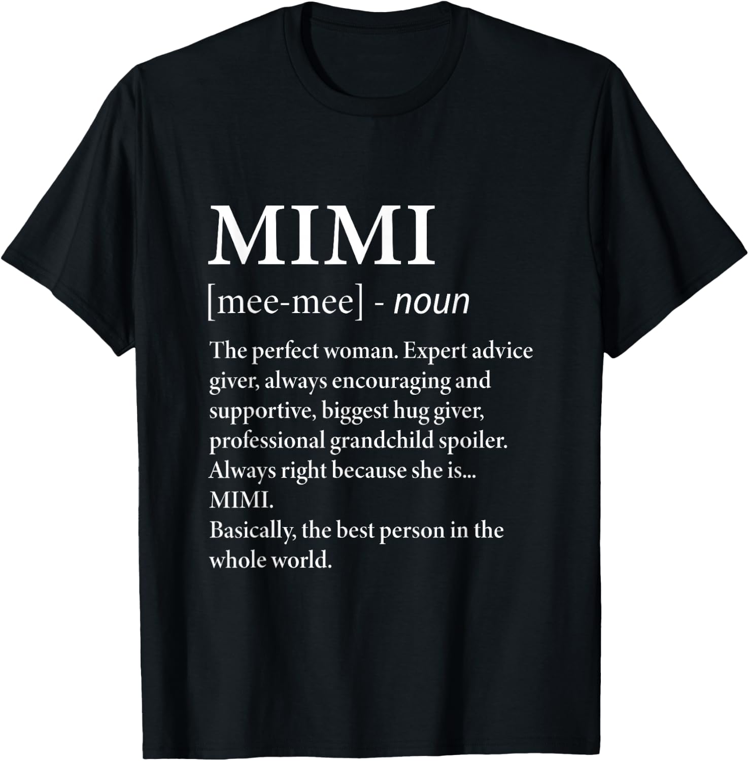 Mimi Definition Grandma - Funny Grandmother T-Shirt - T-Shirt | Black