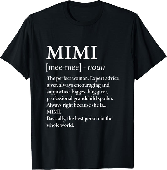 Mimi Definition Grandma - Funny Grandmother T-Shirt - T-Shirt | Black
