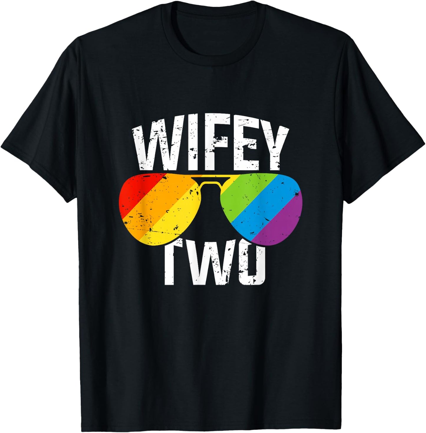 Lesbian Pride Wifey Two Bride Matching Couples Gift Shirt T-Shirt - T-Shirt | Black