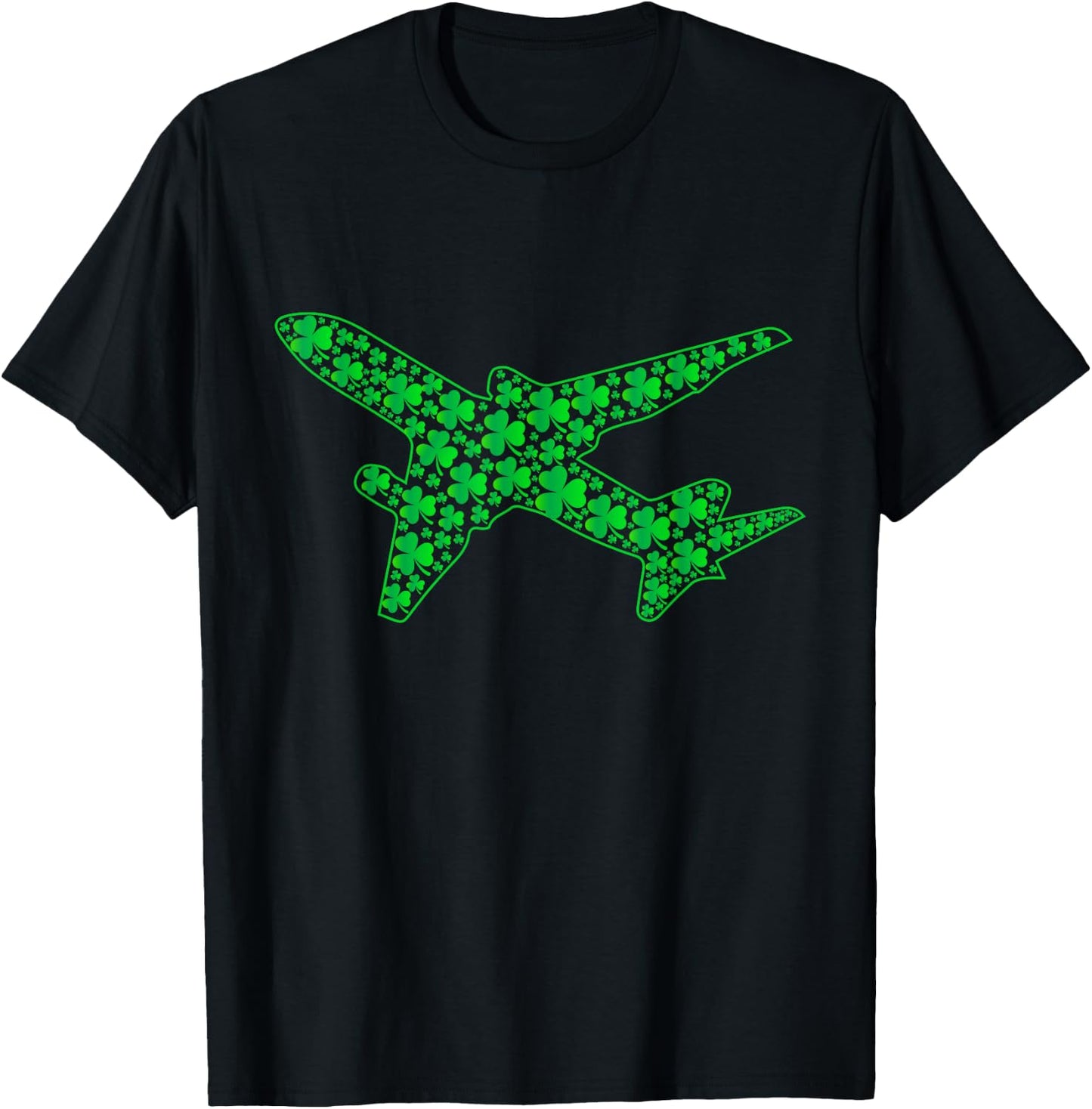 Airplane Pilot Shamrock St Patricks Day Flying T-Shirt - T-Shirt | Black