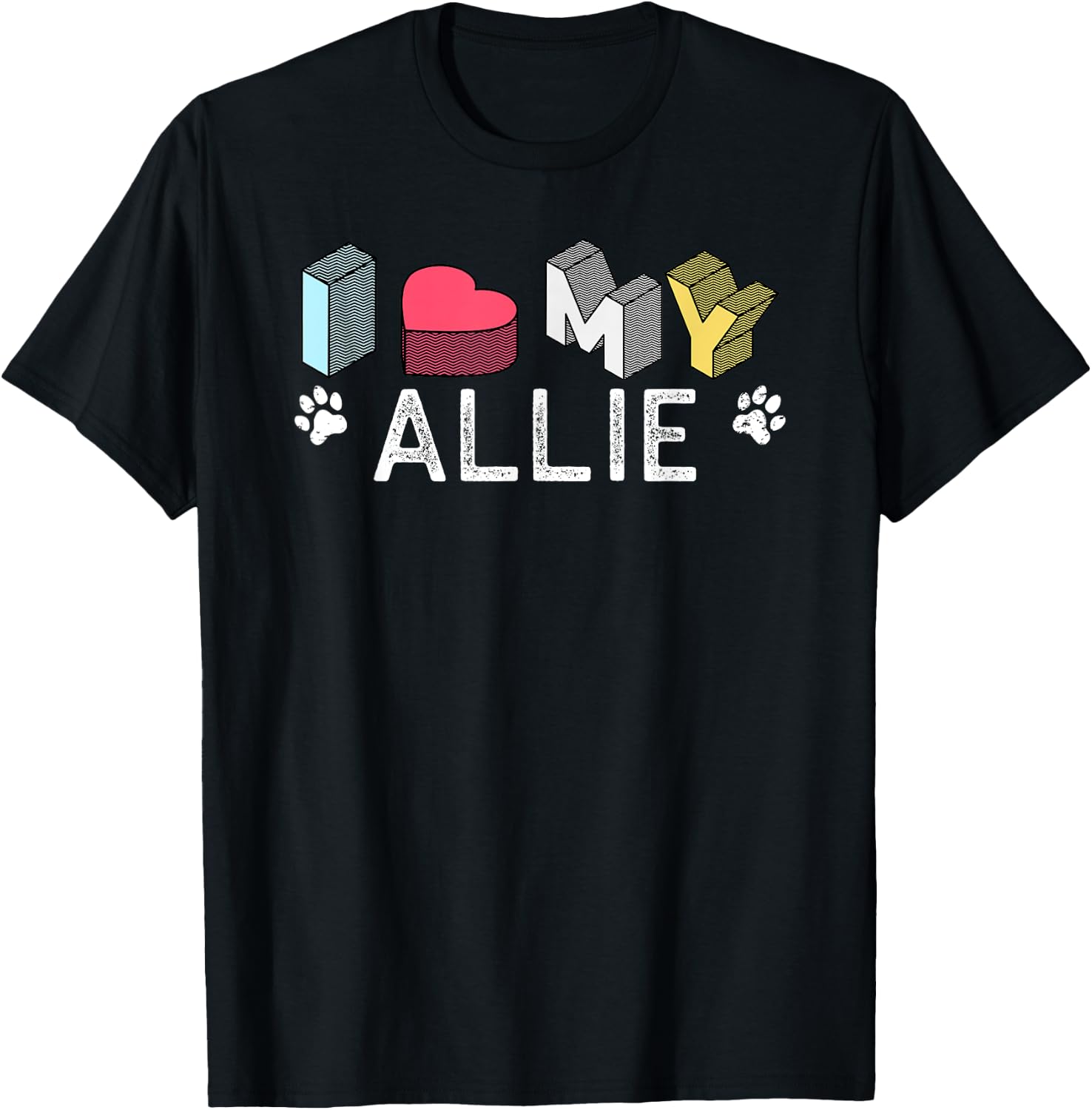 Allie Personalized Dog Name Allie Pet Lover Men Women Kids T-Shirt - T-Shirt | Black