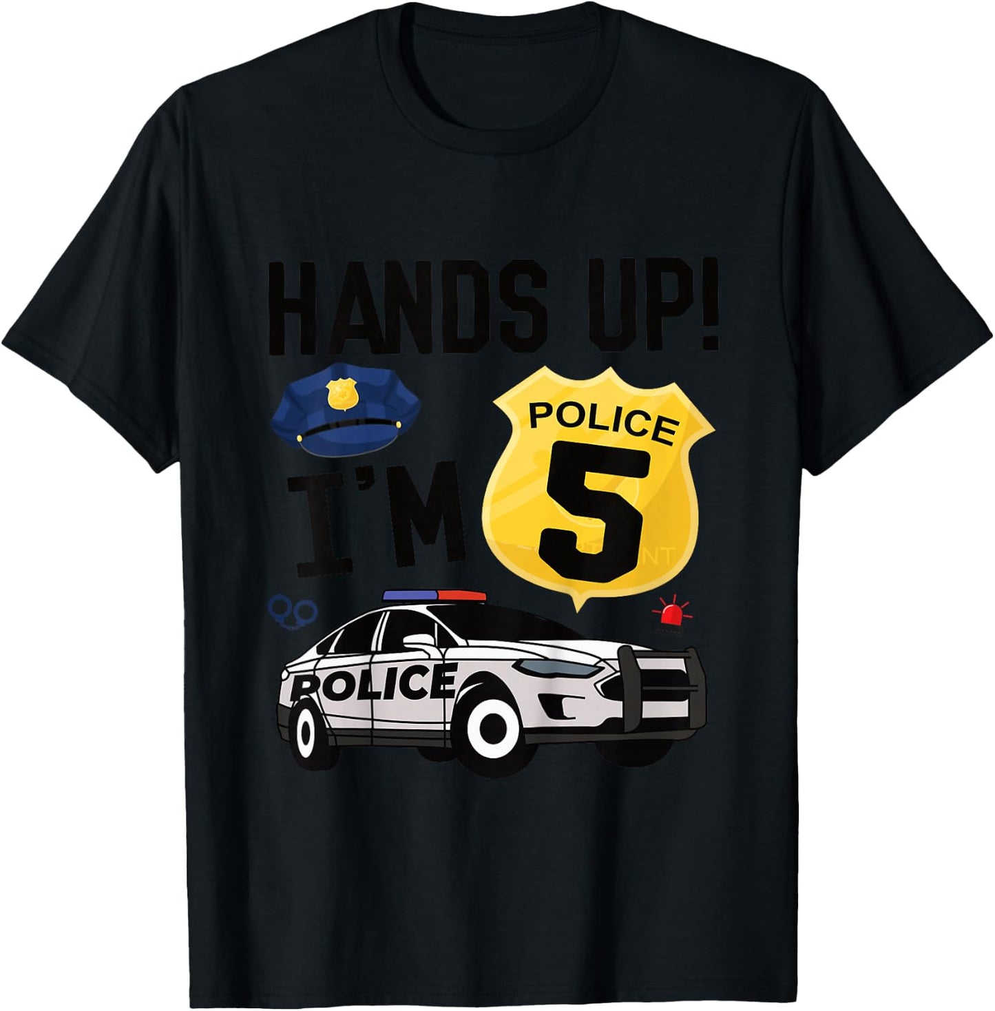 5th Birthday Policeman Boy Five Year Old Police Officer T-Shirt - T-Shirt | Black