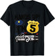 5th Birthday Policeman Boy Five Year Old Police Officer T-Shirt - T-Shirt | Black