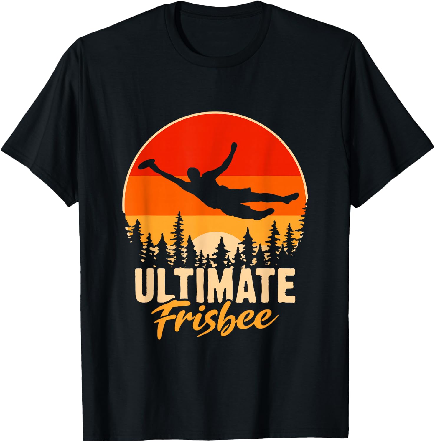 Retro Ultimate Frisbee Player Men Women Vintage Flying Disc T-Shirt - T-Shirt | Black