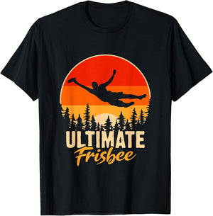 Retro Ultimate Frisbee Player Men Women Vintage Flying Disc T-Shirt - T-Shirt | Black