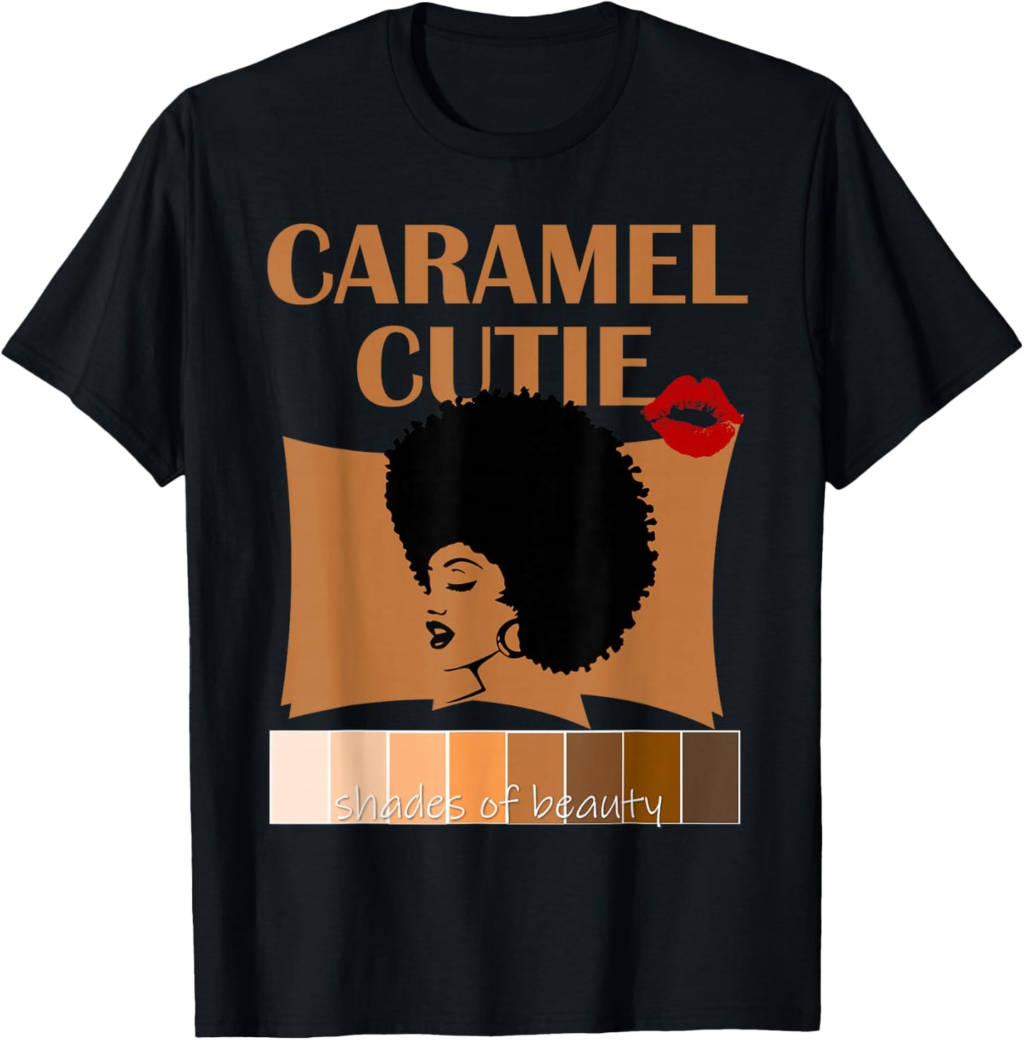 Caramel Cutie Natural Fro Shades of Black Color Palette T-Shirt - T-Shirt | Black