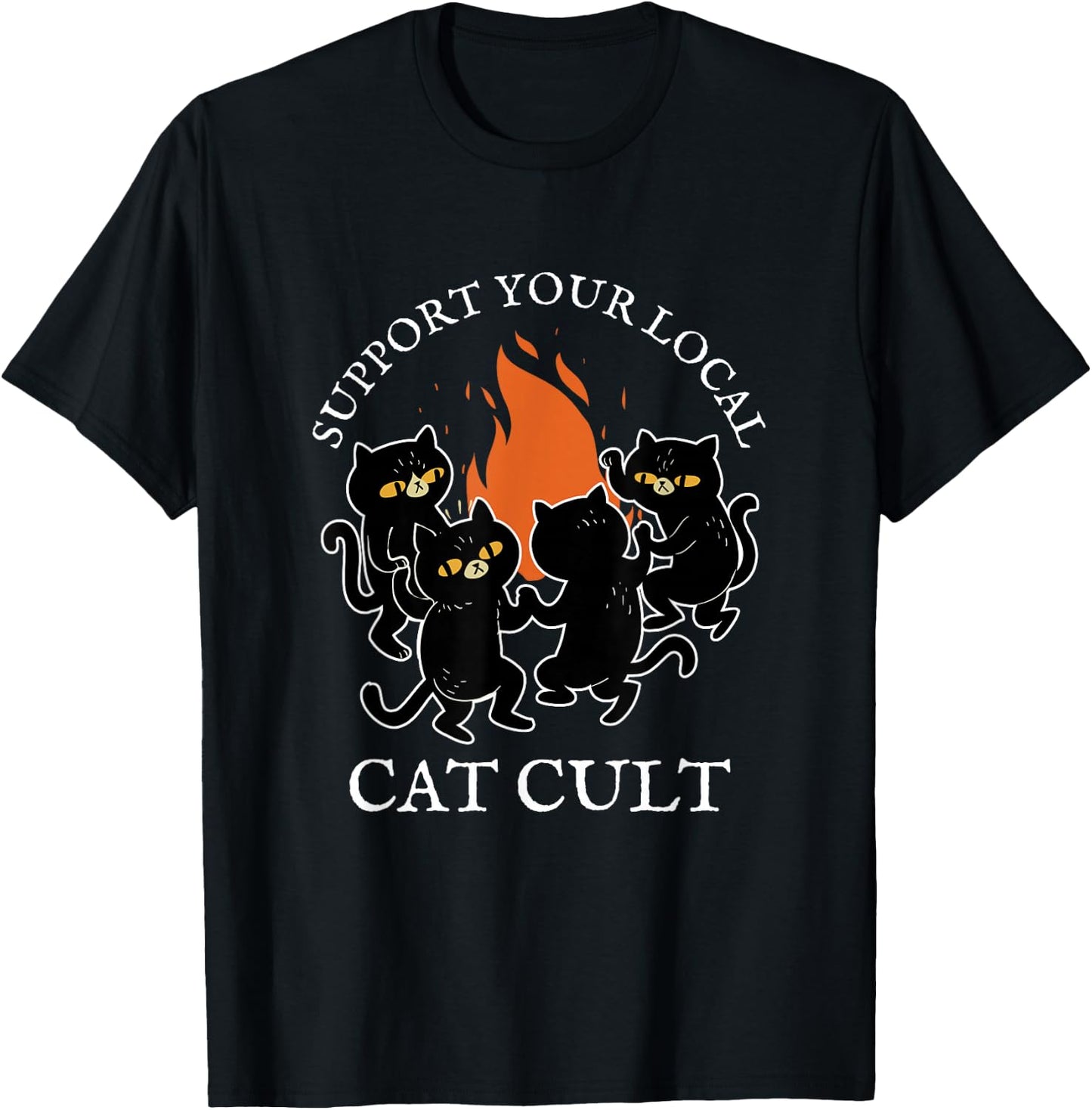 Support Your Local Cat Cult Occult Black Cats Dancing Witch Women T-Shirt - T-Shirt | Black