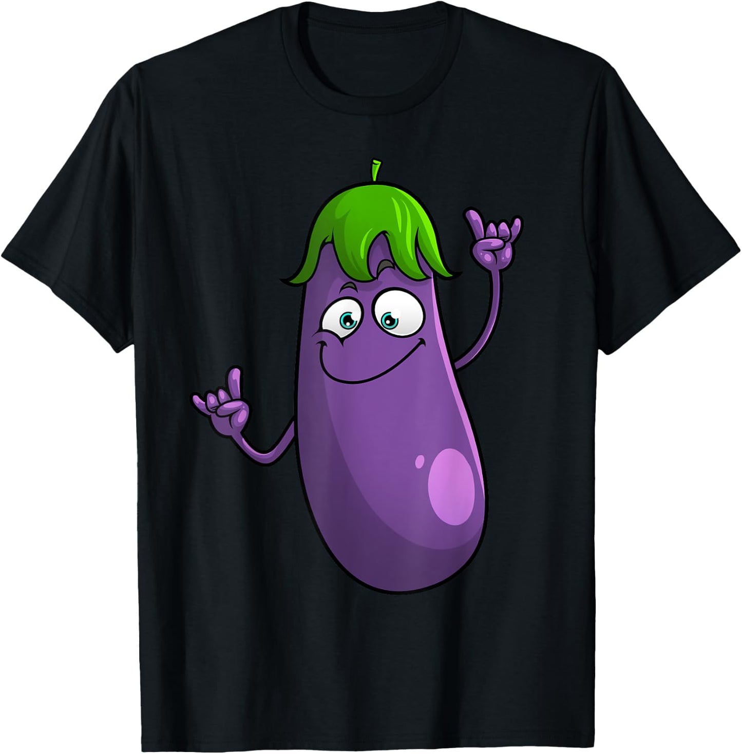 Funny Eggplant Designs Women Fruit Vegetable T-Shirt - T-Shirt | Black