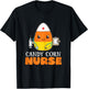 Funny Candy Corn Nurse Halloween Nurse with Stethoscope T-Shirt - T-Shirt | Black