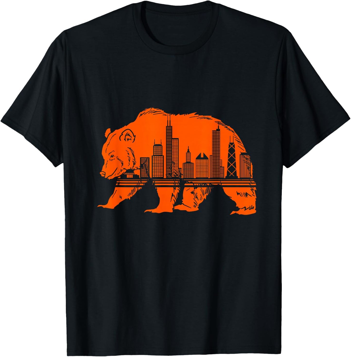 Chicago Downtown City Skyline Illinois Pride T-Shirt - T-Shirt | Black